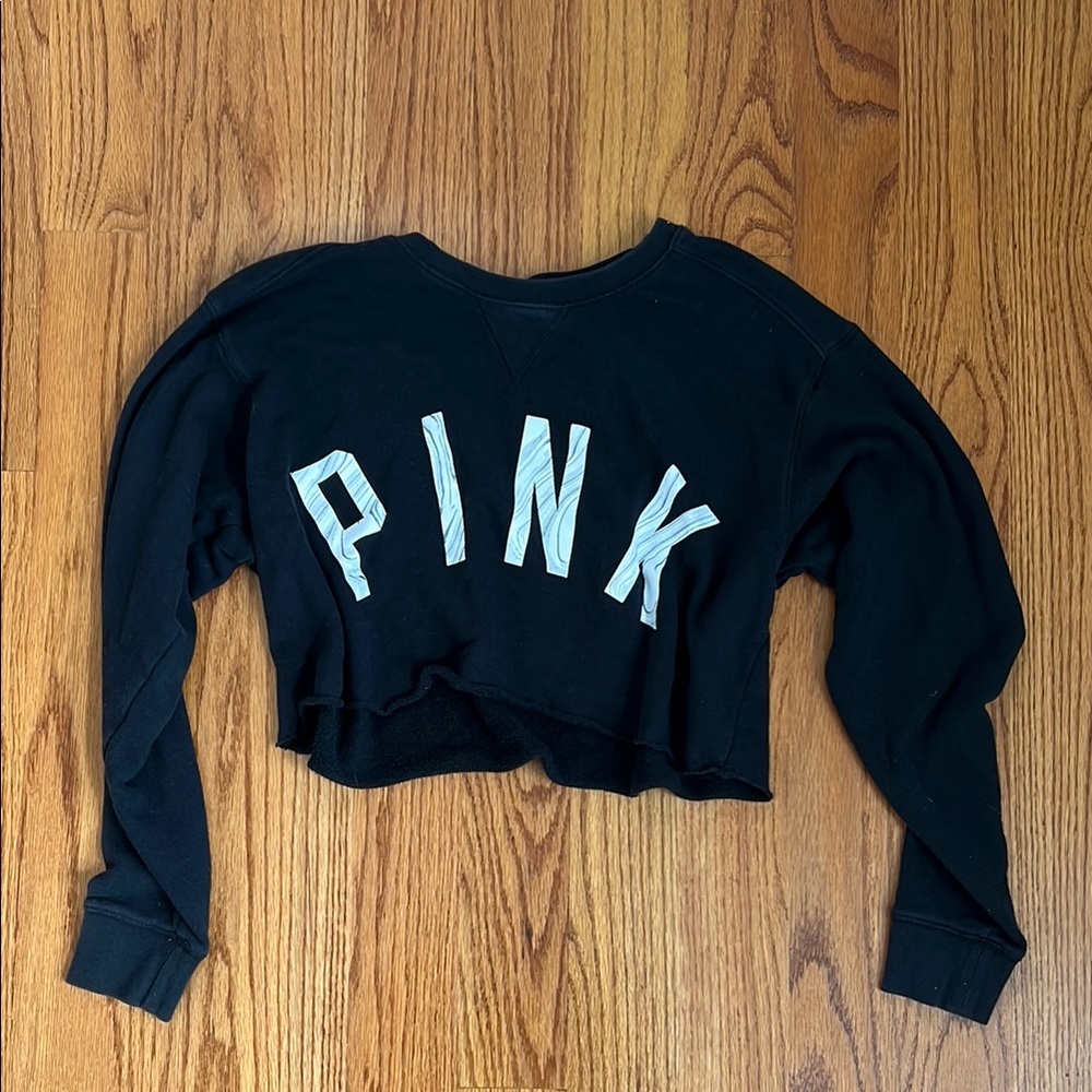 PINK Victoria's Secret Black Cropped Hoodie